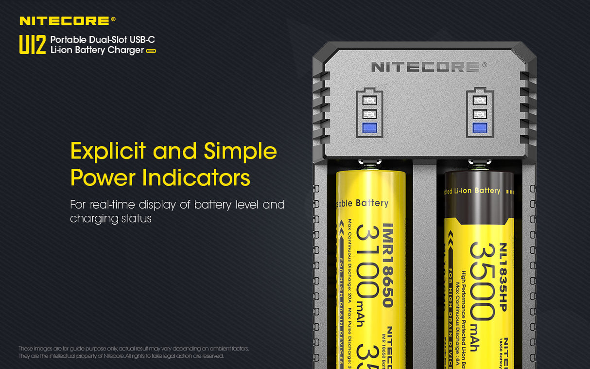 NITECORE UI2 2 Slot USB-C Battery Charger for 21700, 18650 etc