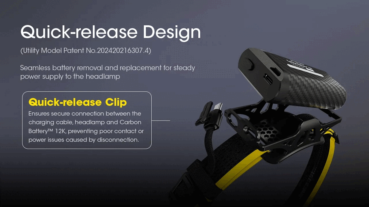 Nitecore Carbon Battery 12K Extended Headlamp Runtime Kit for NU45, NU53, HC65 UHE, and More