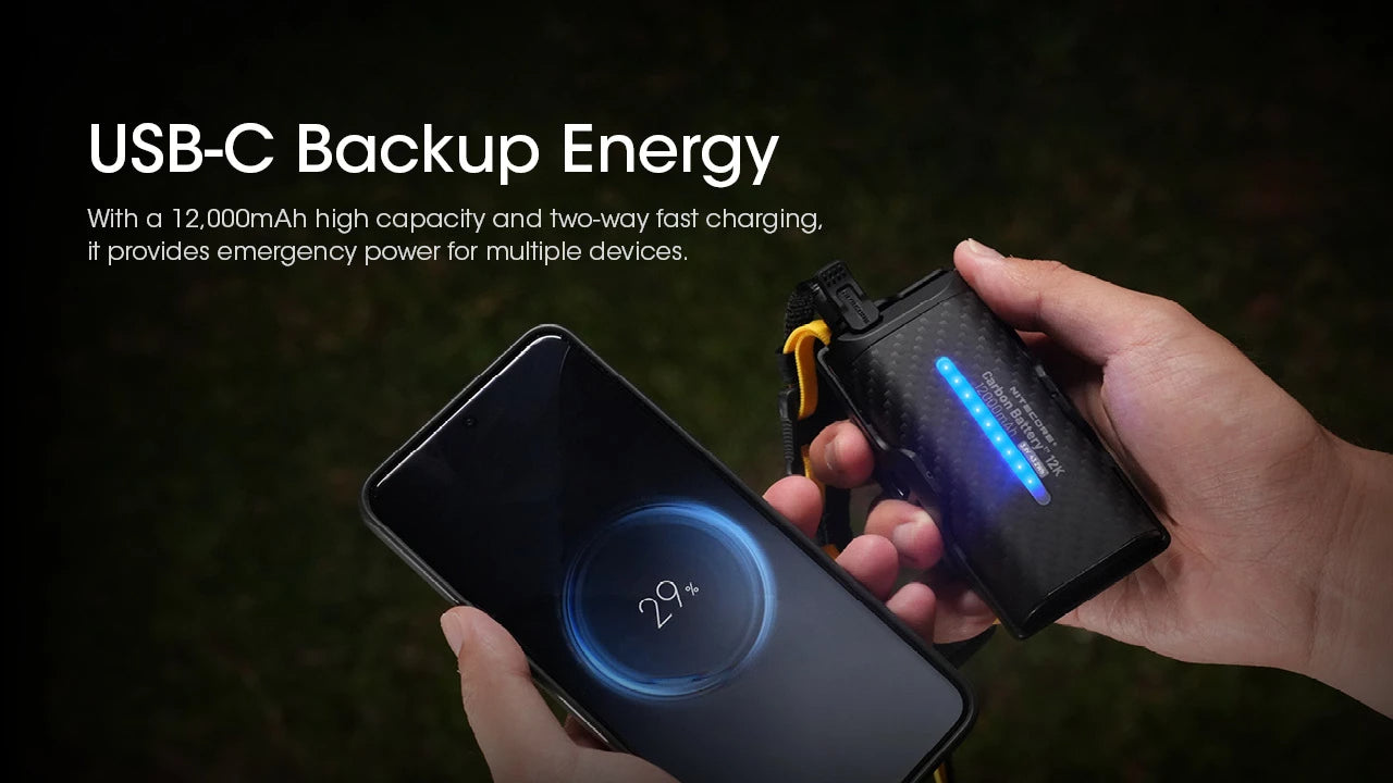 Nitecore Carbon Battery 12K Extended Headlamp Runtime Kit for NU45, NU53, HC65 UHE, and More