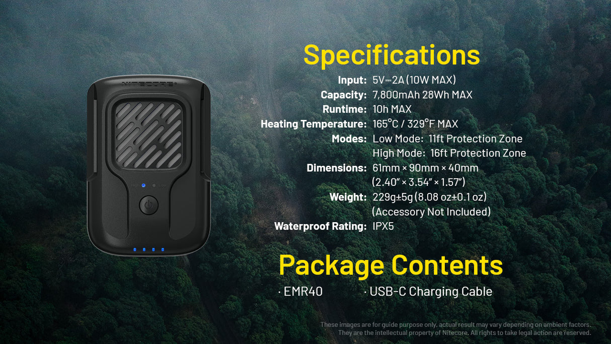 Nitecore EMR40 Portable Compact Rechargeable Mosquito Repeller