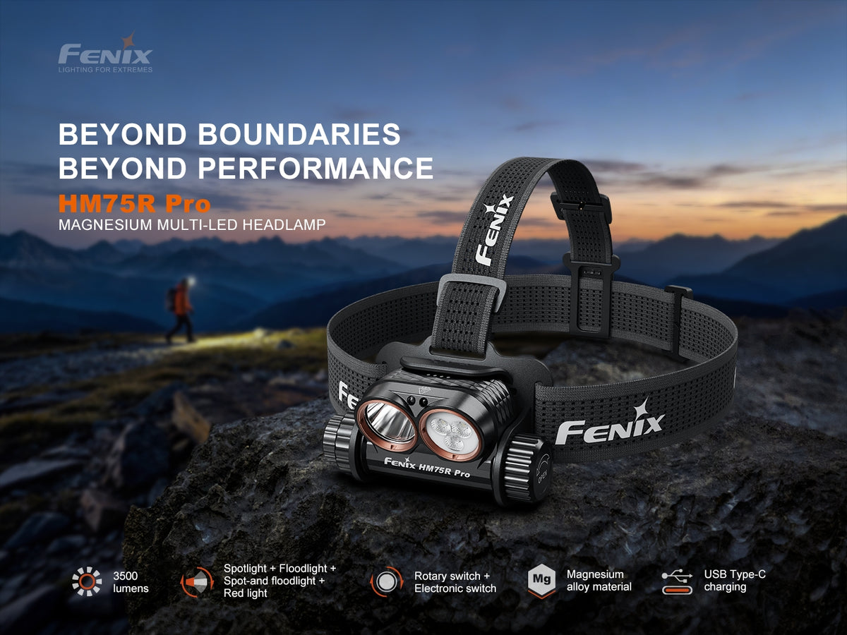 Fenix HM75R Pro 3500 Lumen Multi-Beam Rechargeable Headlamp
