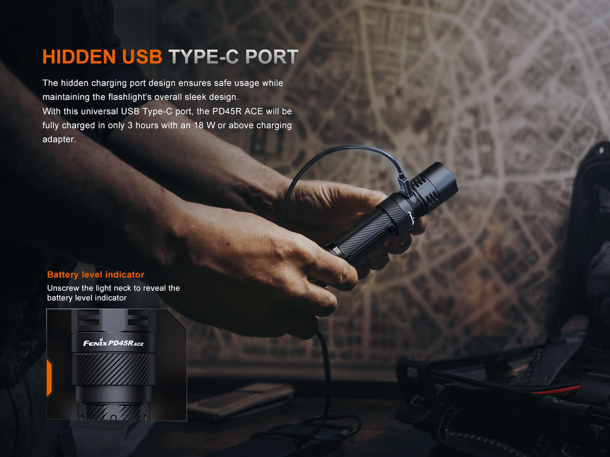 Fenix PD45R ACE 3200 Lumens Multi-Mode Rechargeable Tactical Flashlight