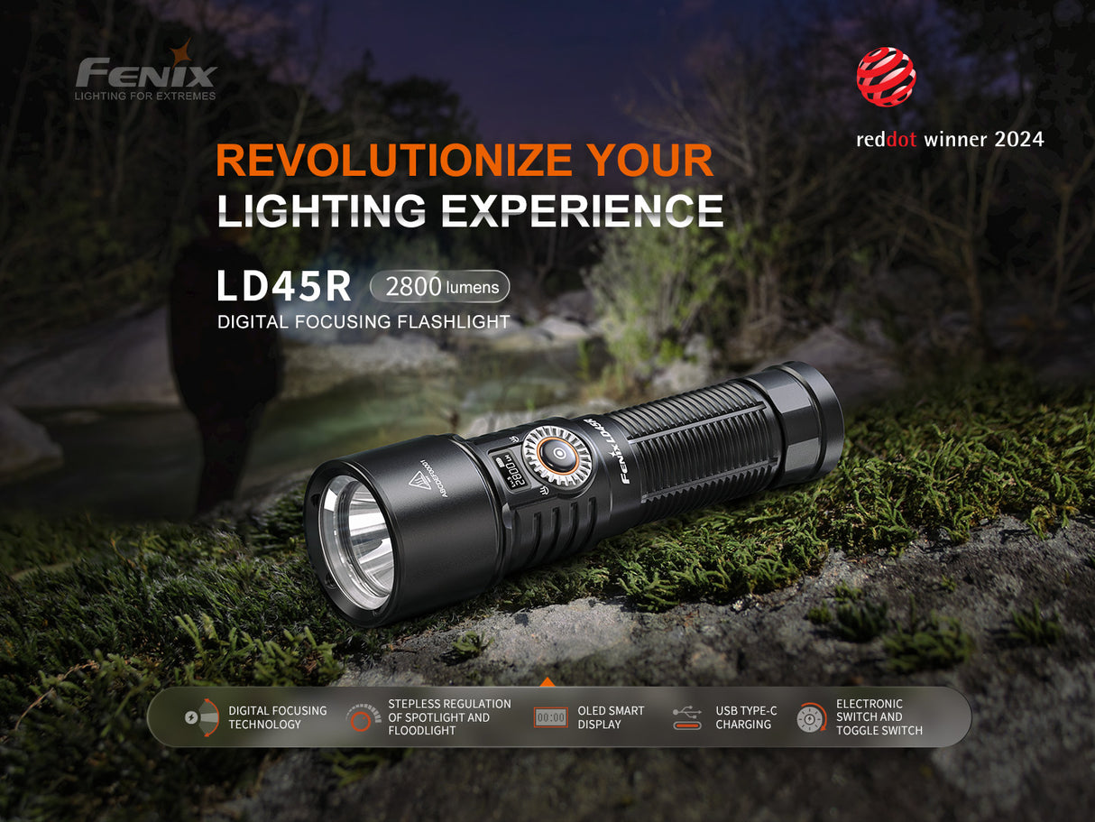 Fenix LD45R 2800 Lumens Zoomable USB-C Rechargeable Flashlight