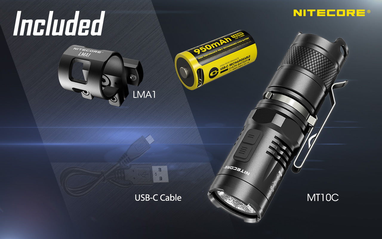 Nitecore MT10C 920 Lumen Rotary Helmet Mount Flashlight Kit