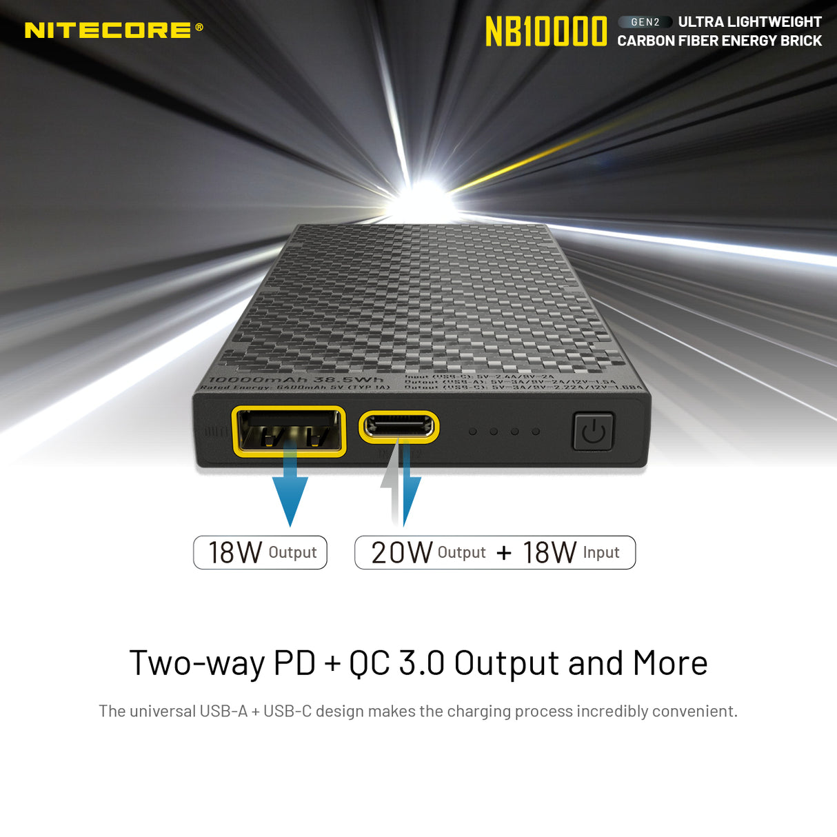 NITECORE NB10000 Gen 2 QC USB/USB-C Dual Port 10000mAh Power Bank