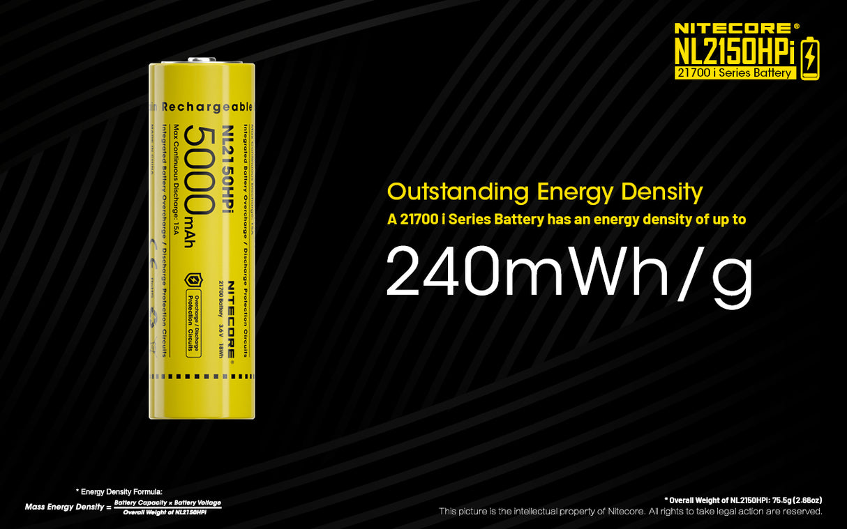 Nitecore NL2150HPI 5000mAh Rechargeable Battery