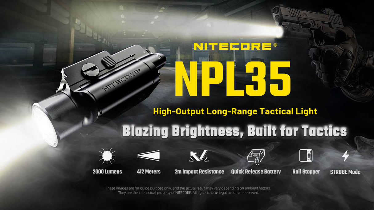 Nitecore NPL35 2000 Lumen Rechargeable Rail Mount Flashlight