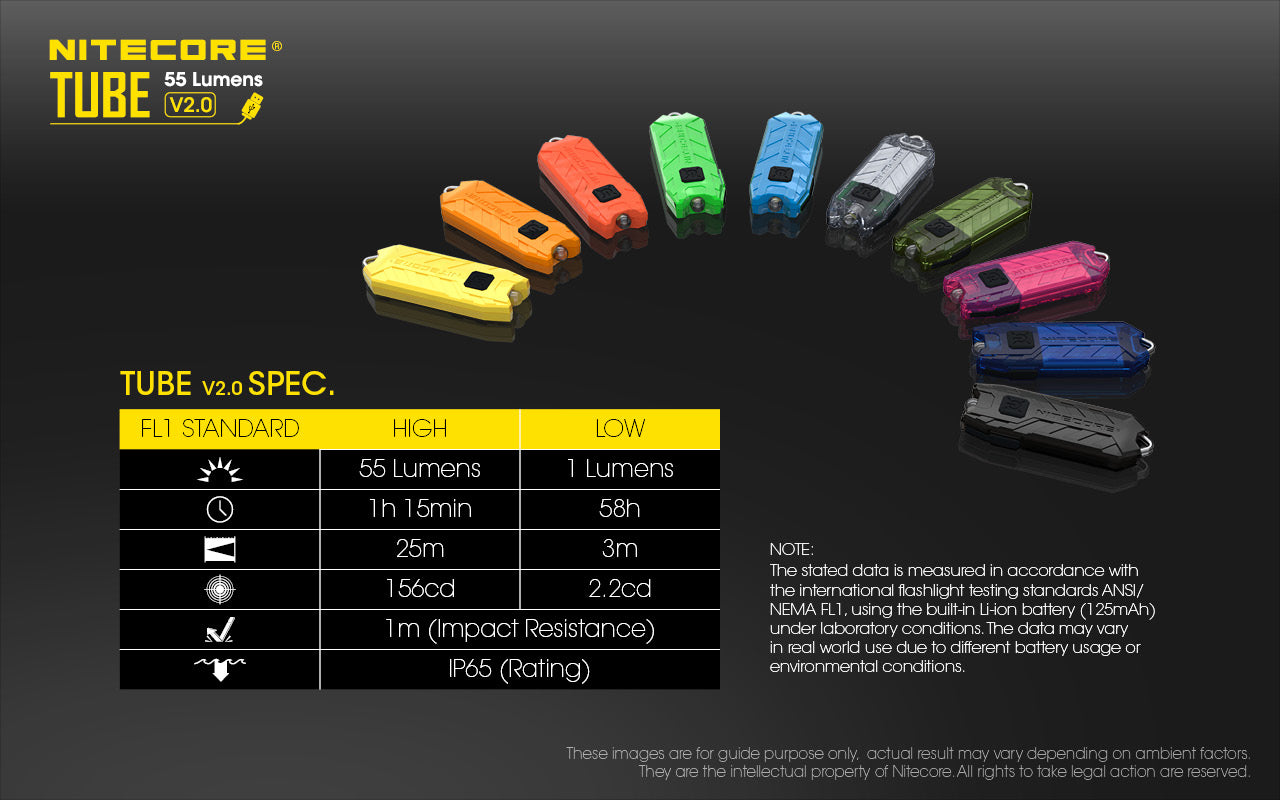 NITECORE TUBE V2.0 55 Lumen USB Rechargeable Keychain Flashlight