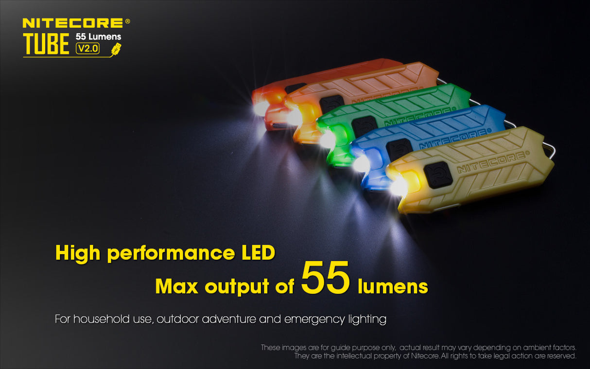 NITECORE TUBE V2.0 55 Lumen USB Rechargeable Keychain Flashlight