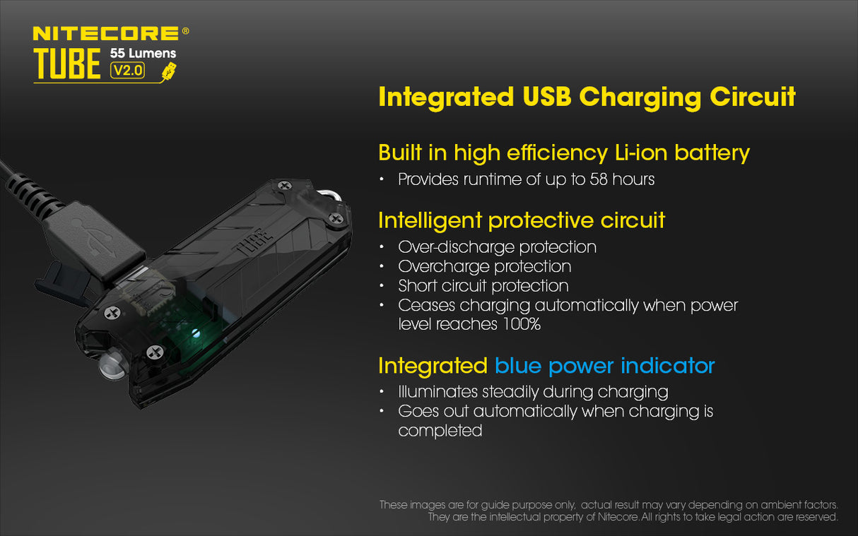 NITECORE TUBE V2.0 55 Lumen USB Rechargeable Keychain Flashlight