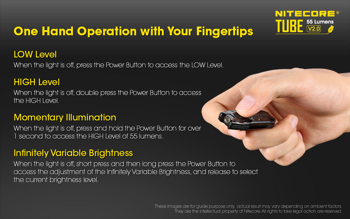 NITECORE TUBE V2.0 55 Lumen USB Rechargeable Keychain Flashlight