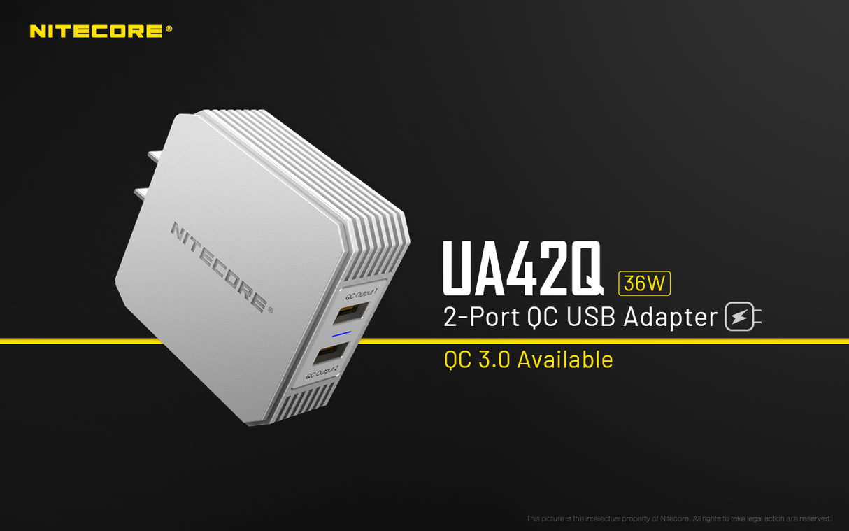 NITECORE UA42Q 2-Port Quick Charge USB 2.0 & 3.0 Adapter