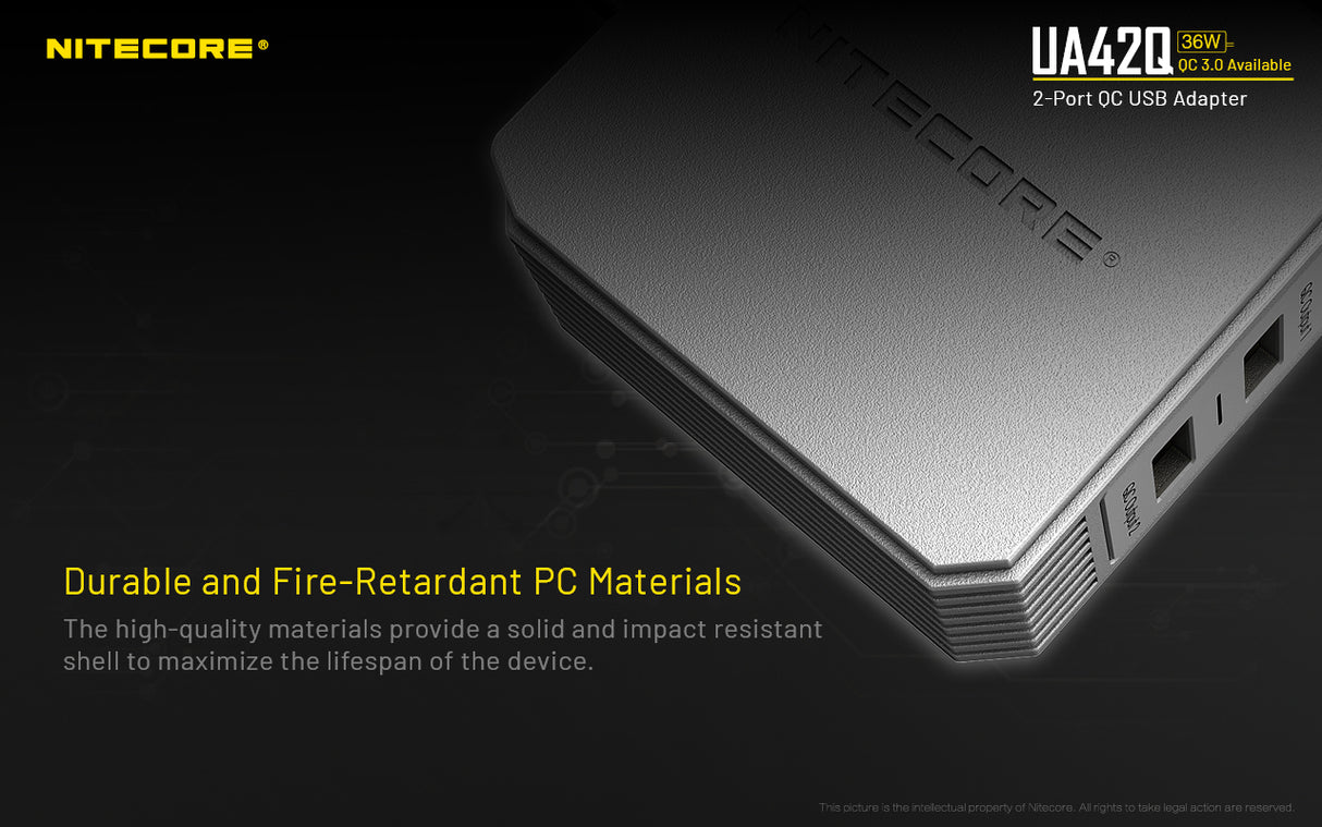 NITECORE UA42Q 2-Port Quick Charge USB 2.0 & 3.0 Adapter
