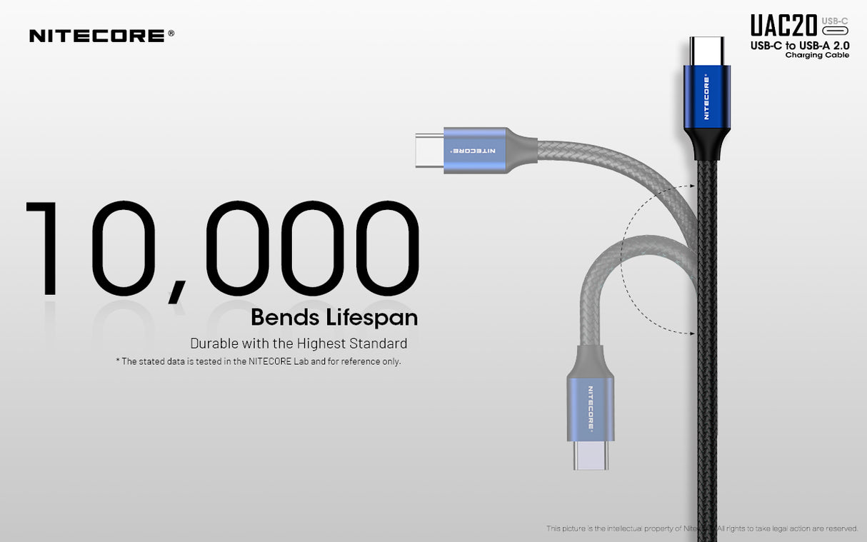 NITECORE UAC20 3.3ft USB Type C 3A Fast Charging Cable