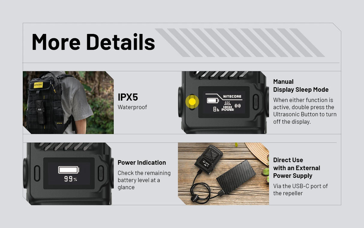 Nitecore EMR25 3-in-1 Multipurpose Ultrasonic Rechargeable Mosquito Repeller