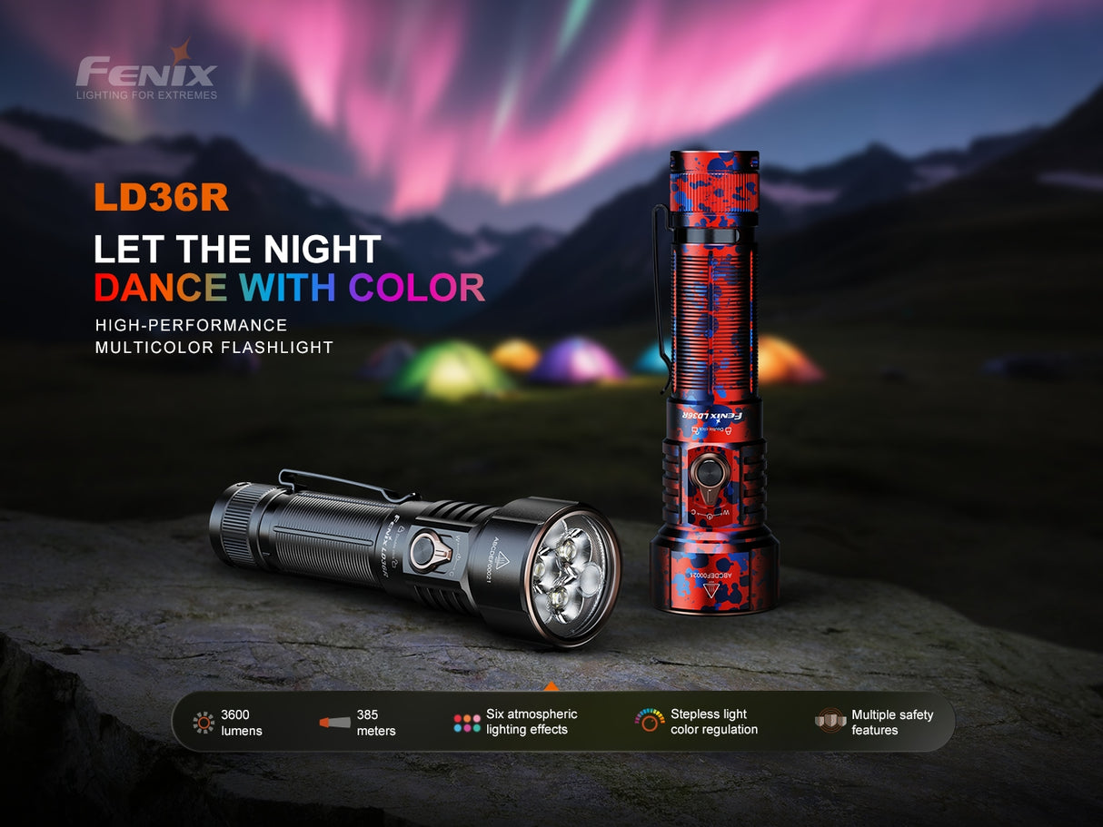 Fenix LD36R 3600 Lumens USB-C Rechargeable Flashlight with Adjustable Color Light