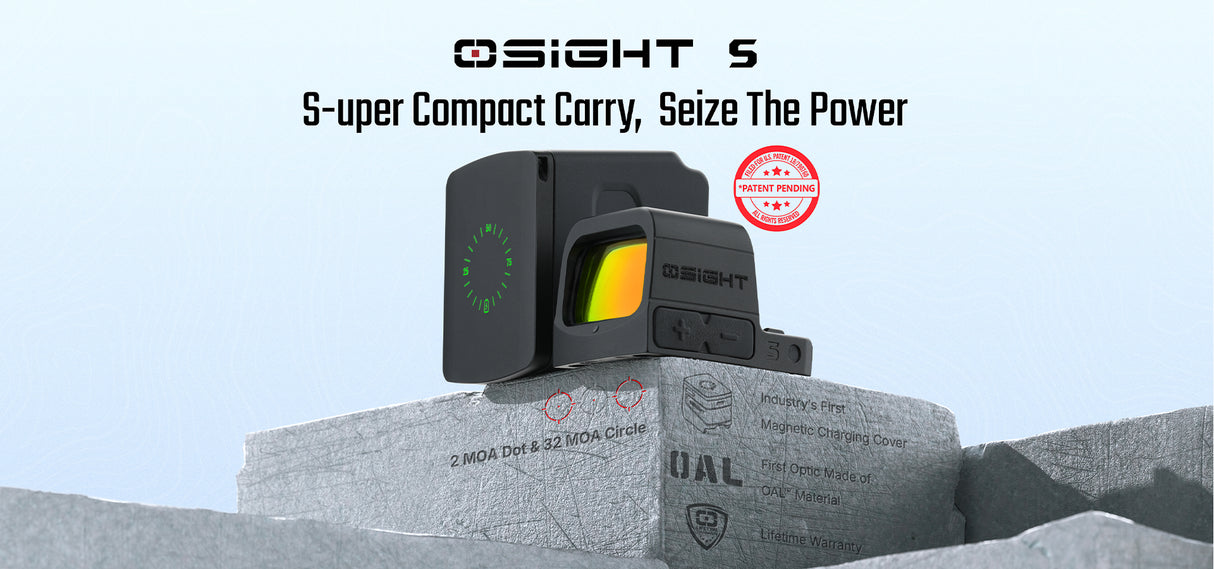 Osight S 2 MOA Dot Sight with 32 MOA Circle with Magnetic USB-C Rechargeable Charging Cover