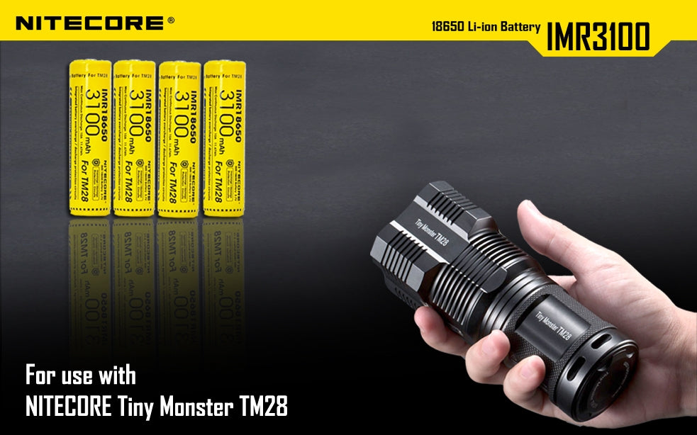 NITECORE IMR 3100 18650 Rechargeable Battery for TM28 & Concept 1 - 3100mAh 3.7v - Rechargeable