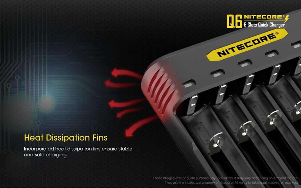 NITECORE Q6 Six Slot 2A Universal Li-ion/IMR Battery Charger for 18650 16340 RCR123A 14500 18350 and more