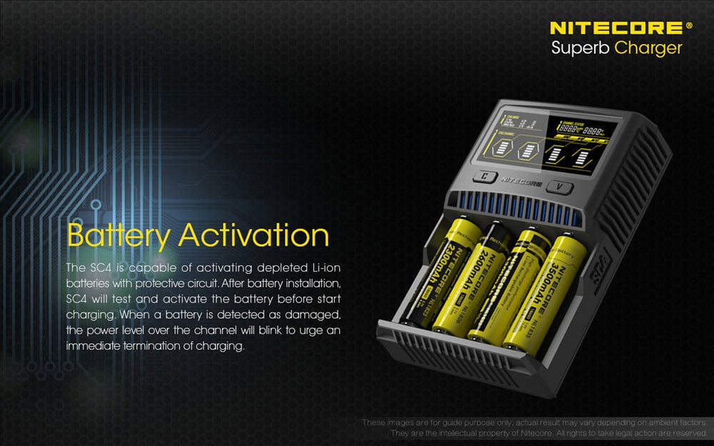 Nitecore SC4 Superb Charger 4-Slot Universal Charger for 18650 17650 17670 RCR123A 16340 14500 Batteries