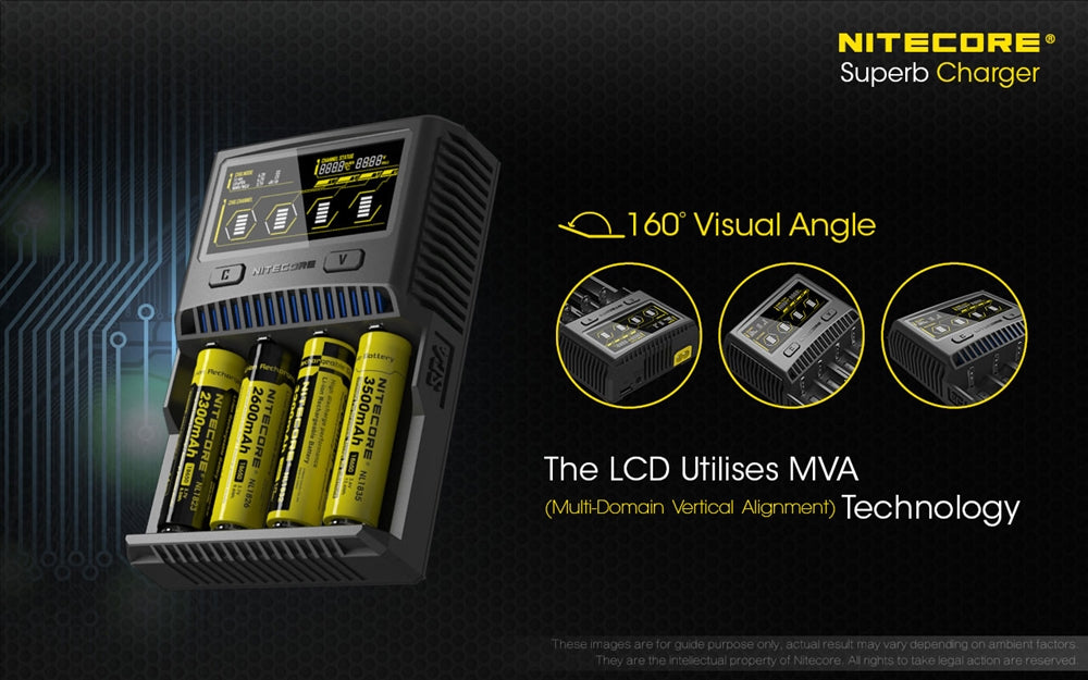 Nitecore SC4 Superb Charger 4-Slot Universal Charger for 18650 17650 17670 RCR123A 16340 14500 Batteries