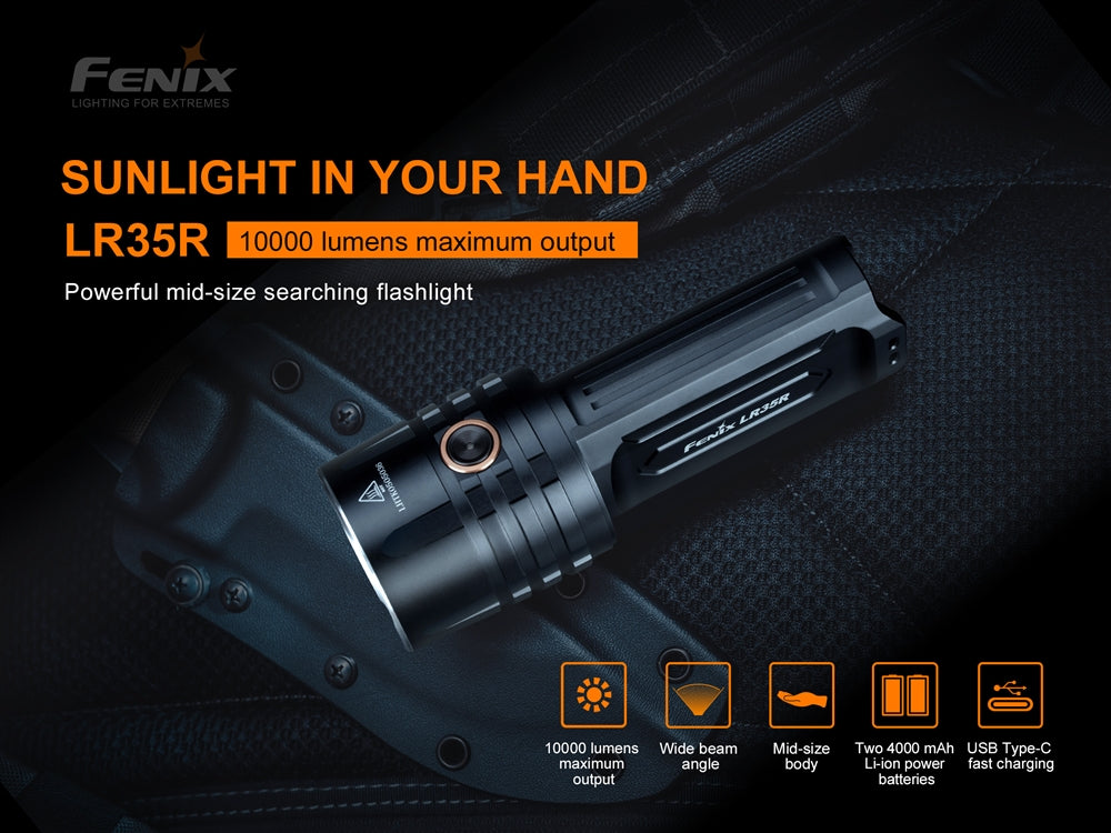 Fenix LR35R 10000 Lumen Long Throw Rechargeable LED Flashlight