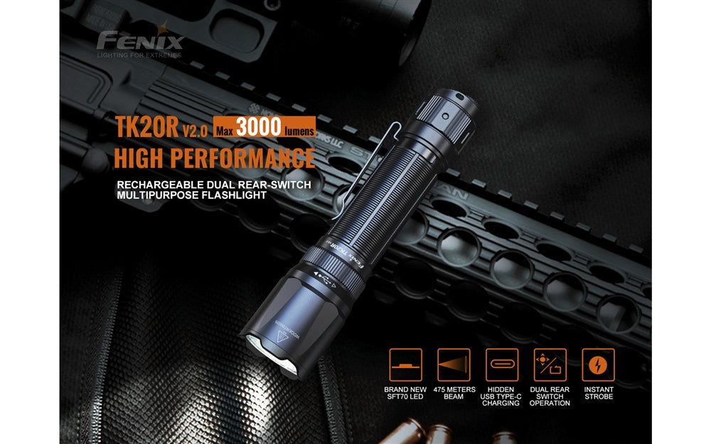 Fenix TK20R v2.0 3000 Lumen Rechargeable Flashlight