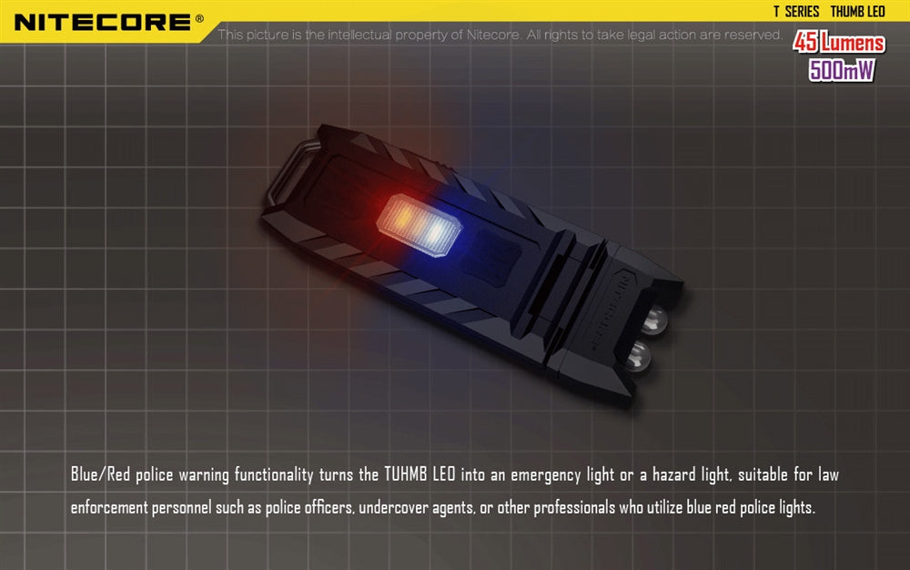 Nitecore THUMB LEO UV 45 Lumens USB Rechargeable LED Keychain Light -  Tiltable w/ Ultraviolet LED