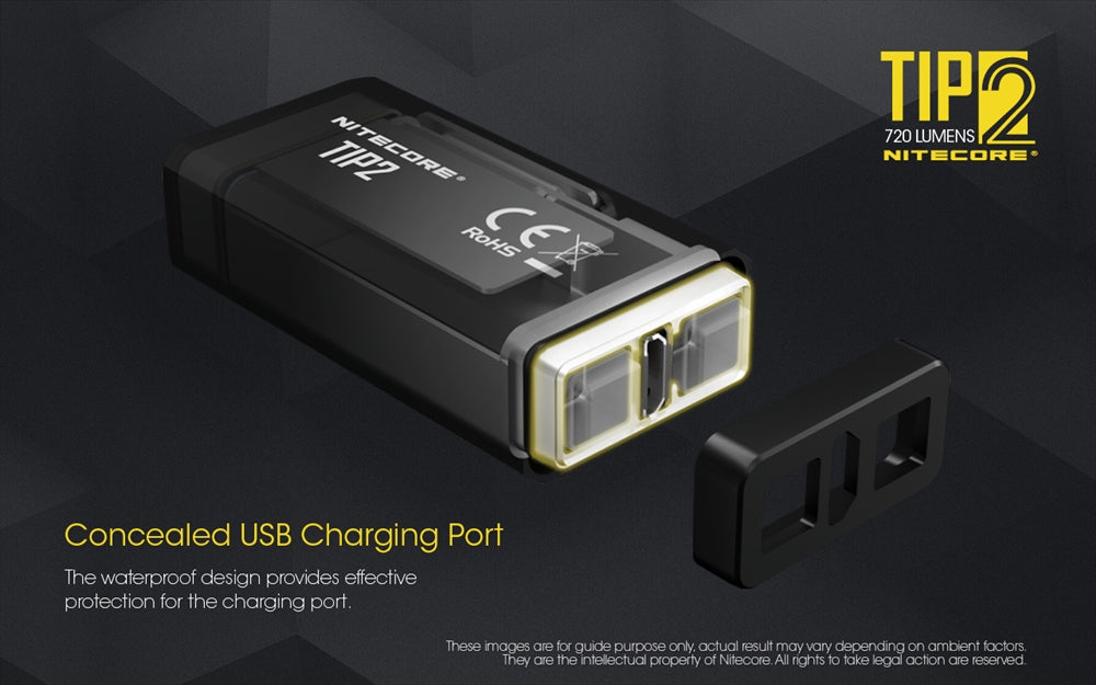NITECORE TIP2 (TIP 2) 720 Lumen USB Rechargeable Keychain Flashlight
