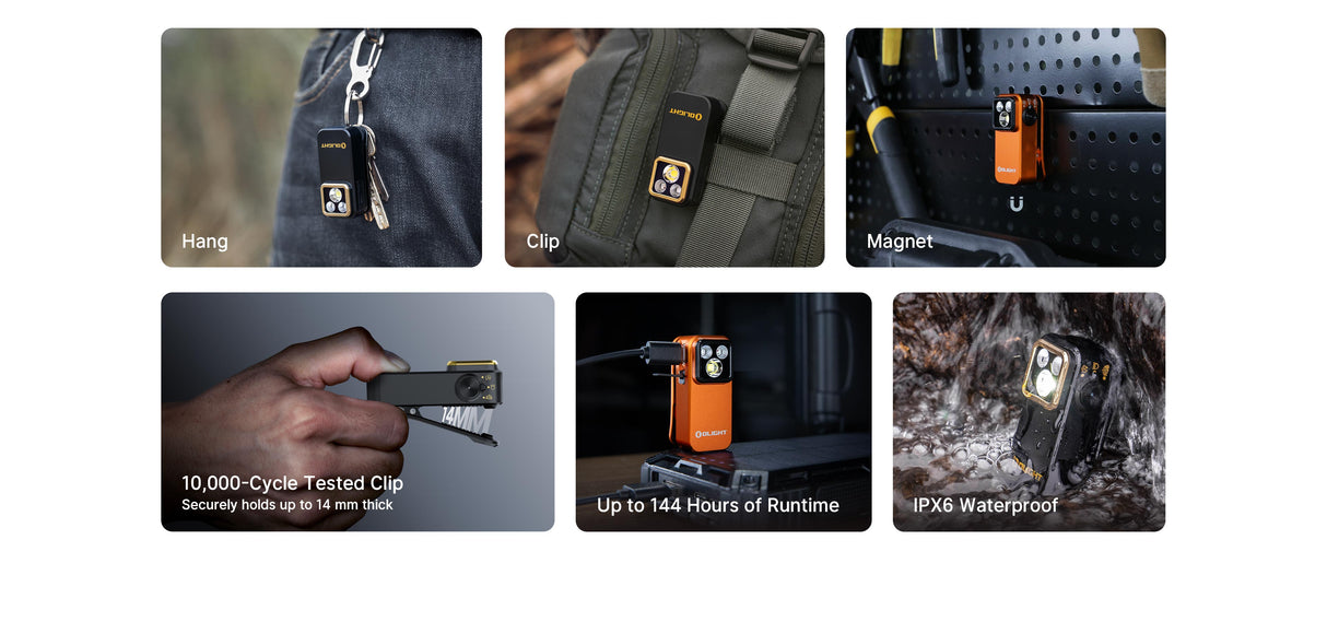 Olight Oclip Pro S 600 Lumen Rechargeable Clip-On Flashlight with UV and RGB Light