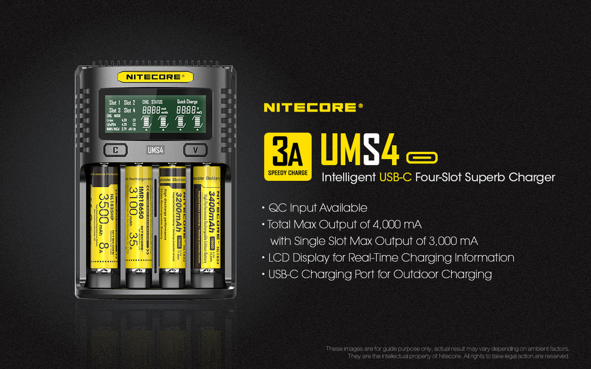 NITECORE UMS4 Intelligent USB-C Four Slot Superb Battery Charger