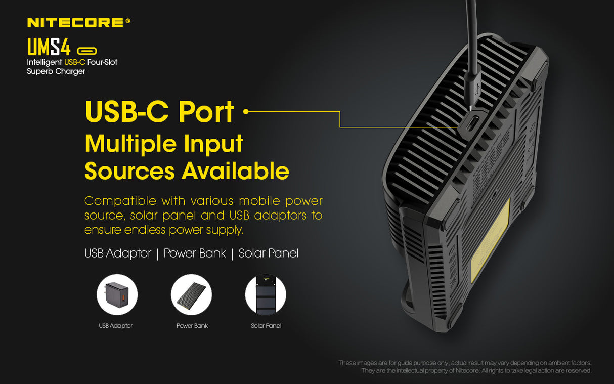 NITECORE UMS4 Intelligent USB-C Four Slot Superb Battery Charger