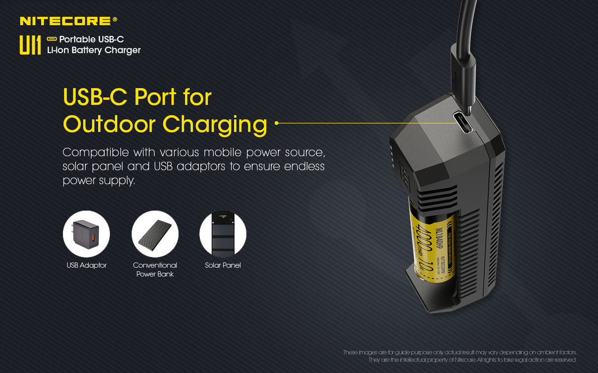 NITECORE UI1 1 slot USB-C Battery Charger for 21700, 18650 etc