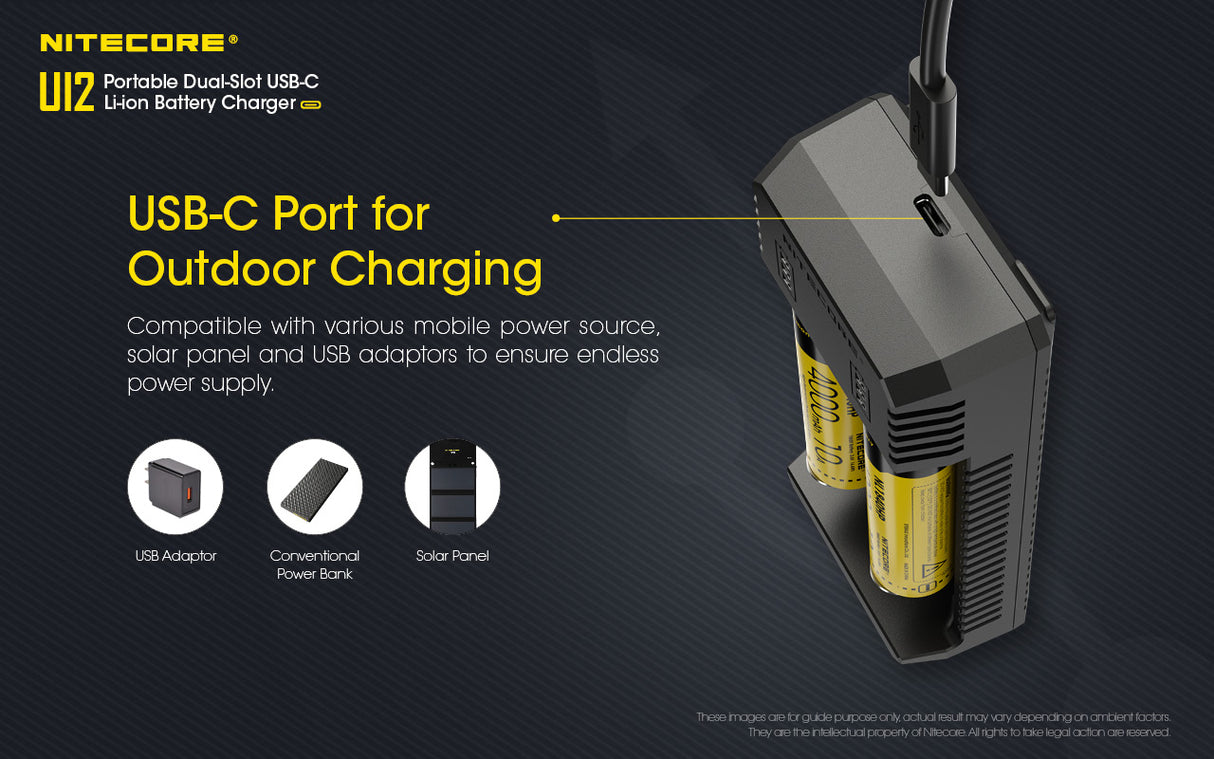 NITECORE UI2 2 Slot USB-C Battery Charger for 21700, 18650 etc