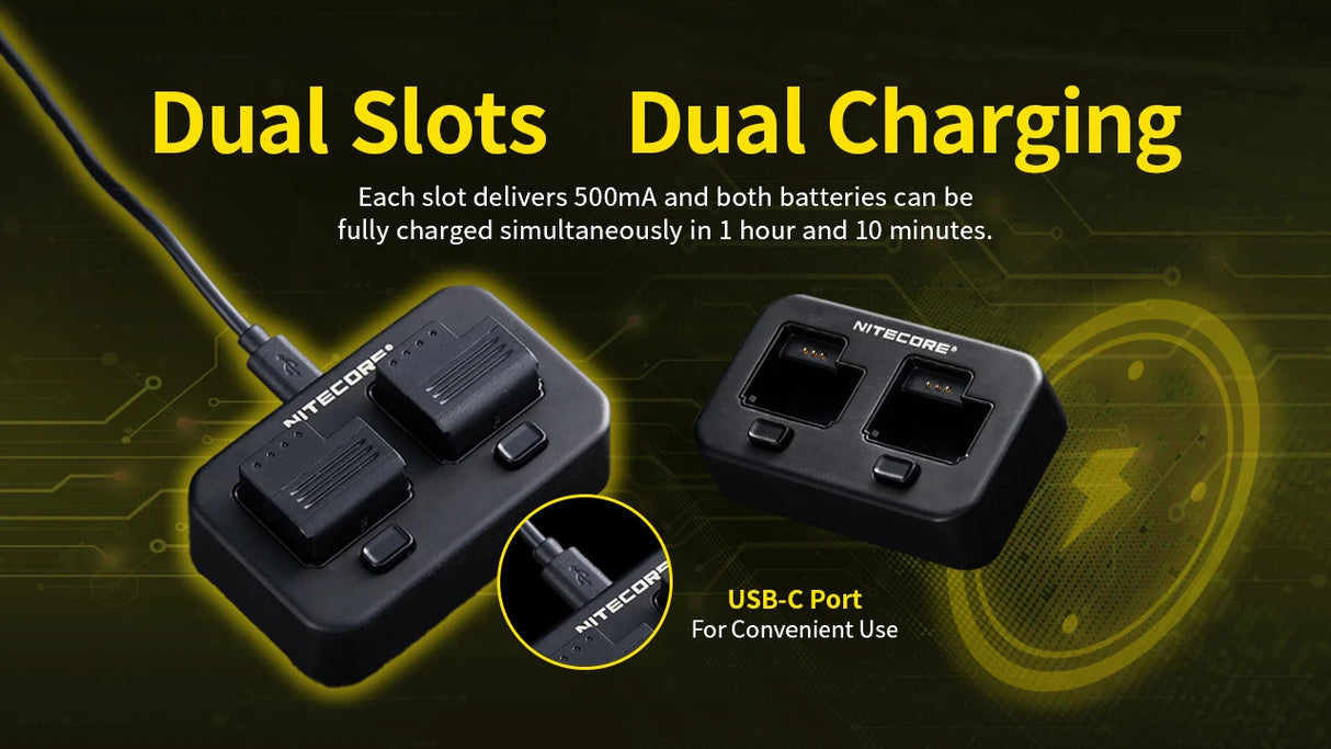 Nitecore PLC500 USB-C Dual-Slot Charger for the PLB500 Battery
