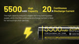 Nitecore NL2155HPi 5500mAh Rechargeable 21700 Battery for i Series (P20iX, P23i, SRT7i, and More)