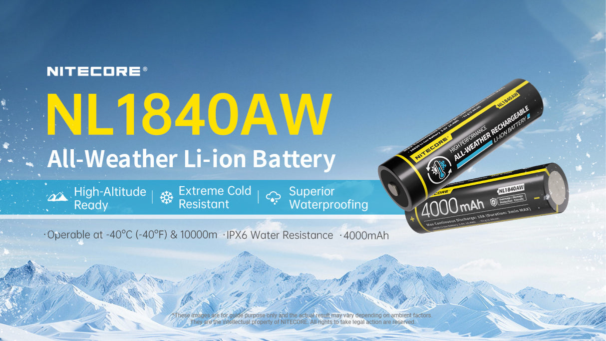 Nitecore NL1840AW 4000mAh All-Weather Rechargeable 18650 Battery