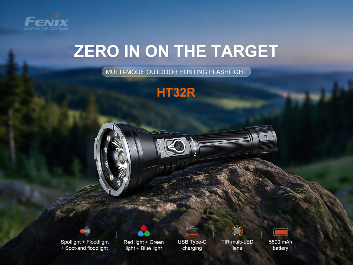 Fenix HT32R 4000 Lumen White RGB Rechargeable Hunting Flashlight