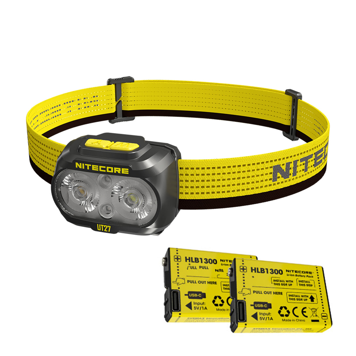 Nitecore UT27 800 lumen Rechargeable Running Headlamp - Add a Backup HLB-1300 Battery