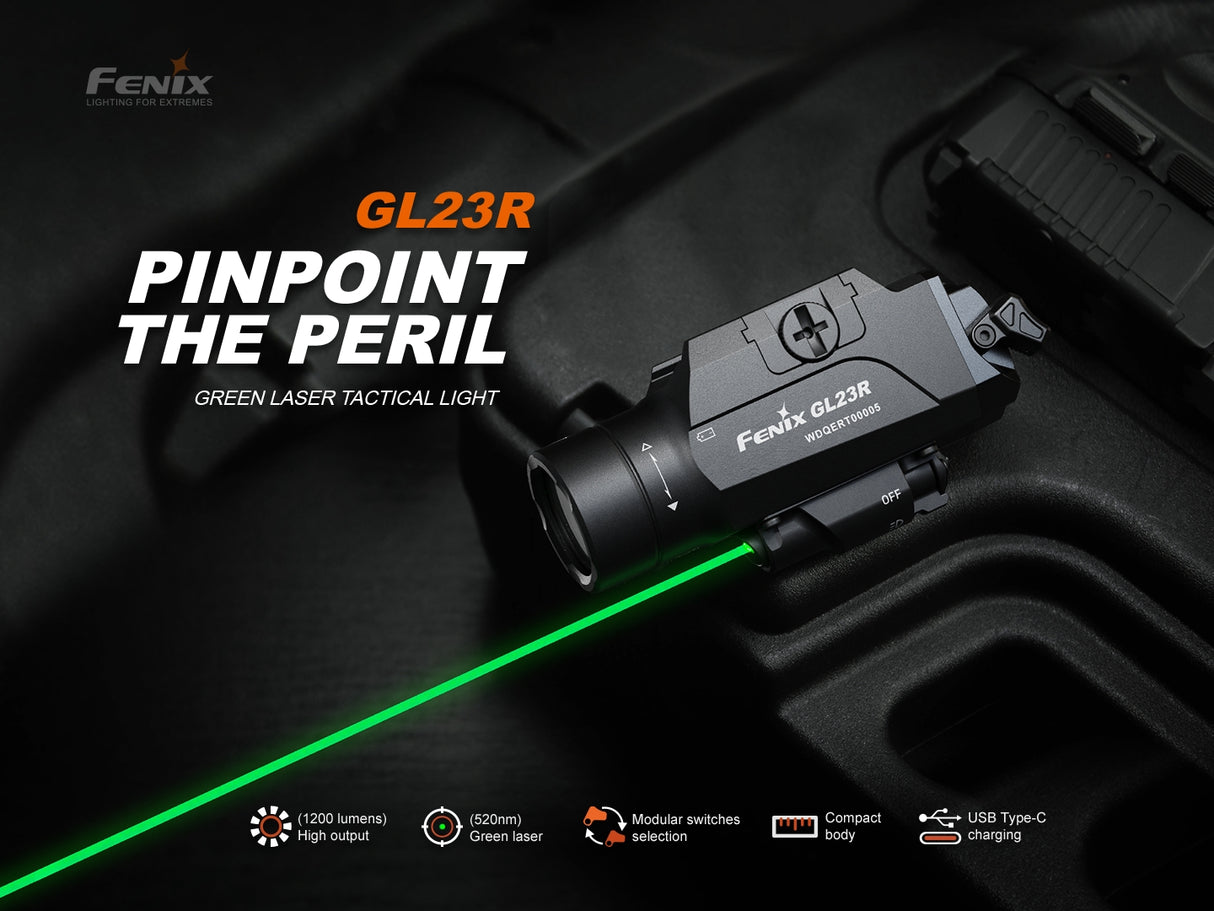 Fenix GL23R 1200 Lumen Rechargeable Light Green Laser Sight Combo