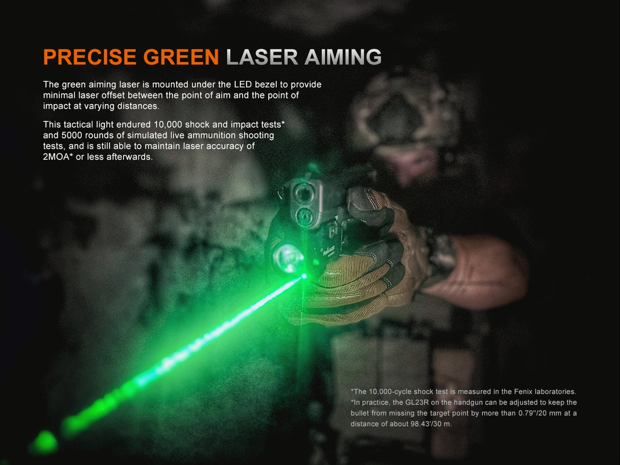 Fenix GL23R 1200 Lumen Rechargeable Light Green Laser Sight Combo