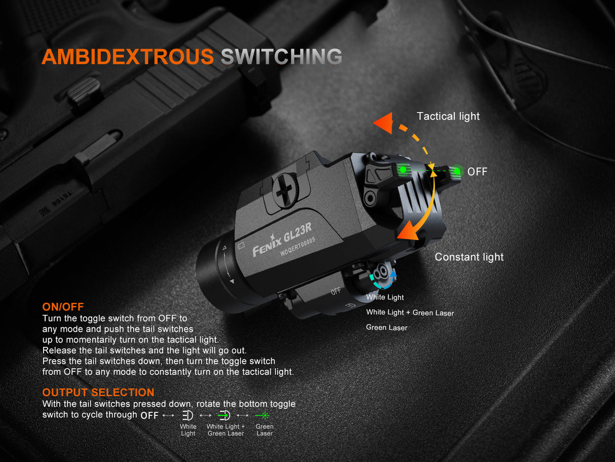 Fenix GL23R 1200 Lumen Rechargeable Light Green Laser Sight Combo