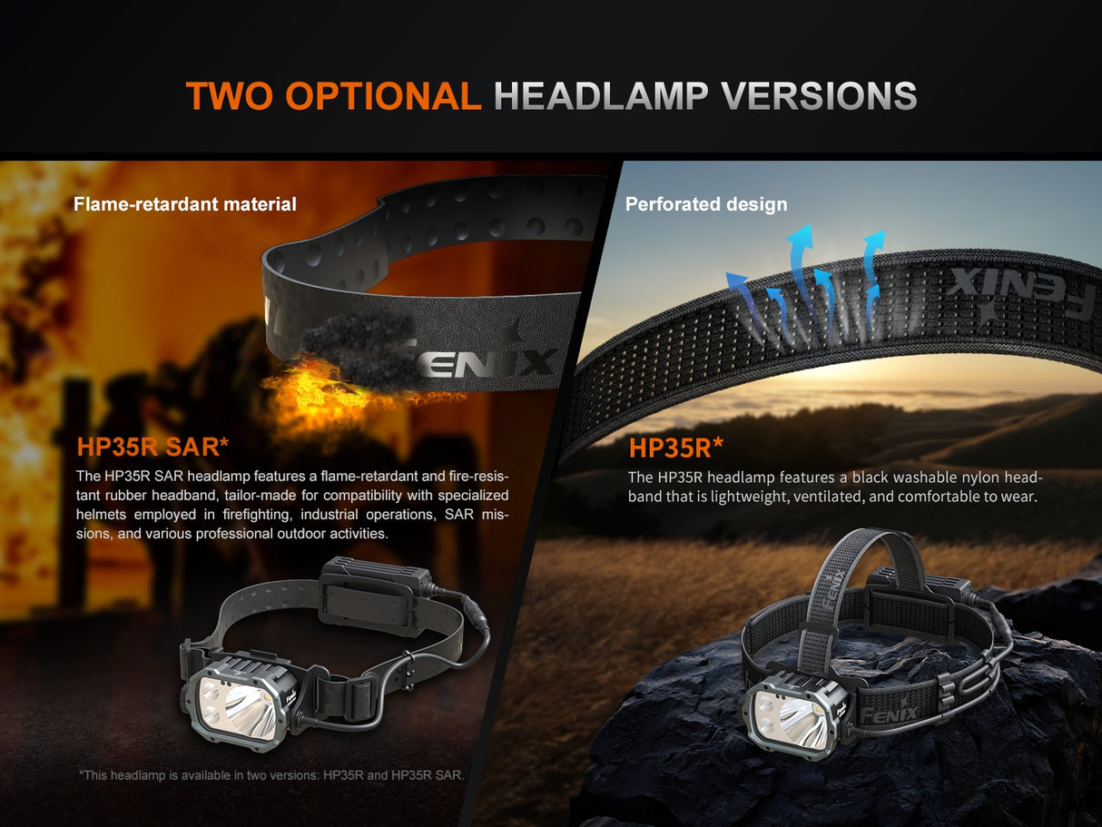 Fenix HP35R SAR 4000 Lumen Rechargeable Headlamp with Flame Retardant Headband