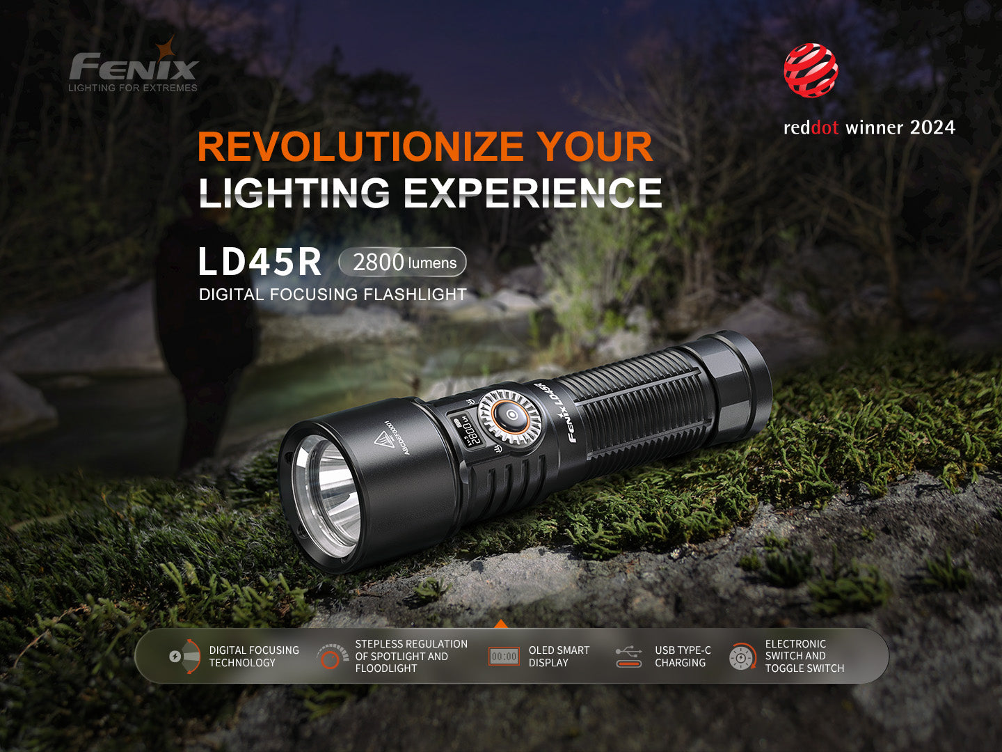 best usb-c rechargeable flashlight Fenix LD45R Adjustable Beam Flashlight