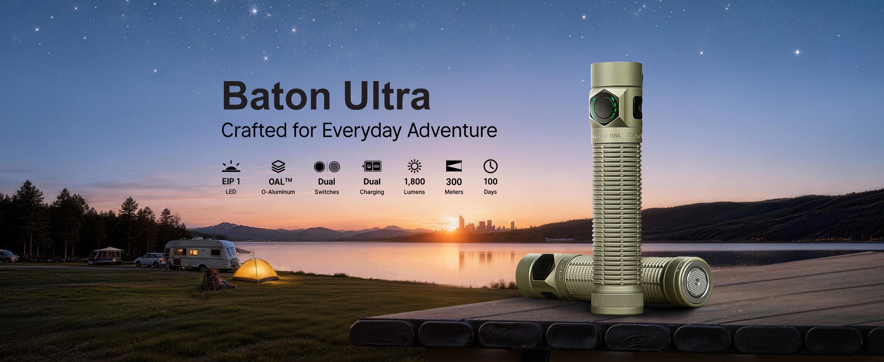オーライト　baton Olight Baton Ultra 1800 Lumen Rechargeable EDC Flashlight