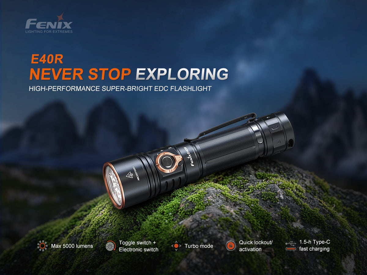 Fenix E40R 5000 Lumen USB-C Rechargeable EDC Flashlight