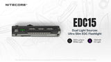 Nitecore EDC15 1200 Lumen Rechargeable EDC Flat Flashlight with UV Light