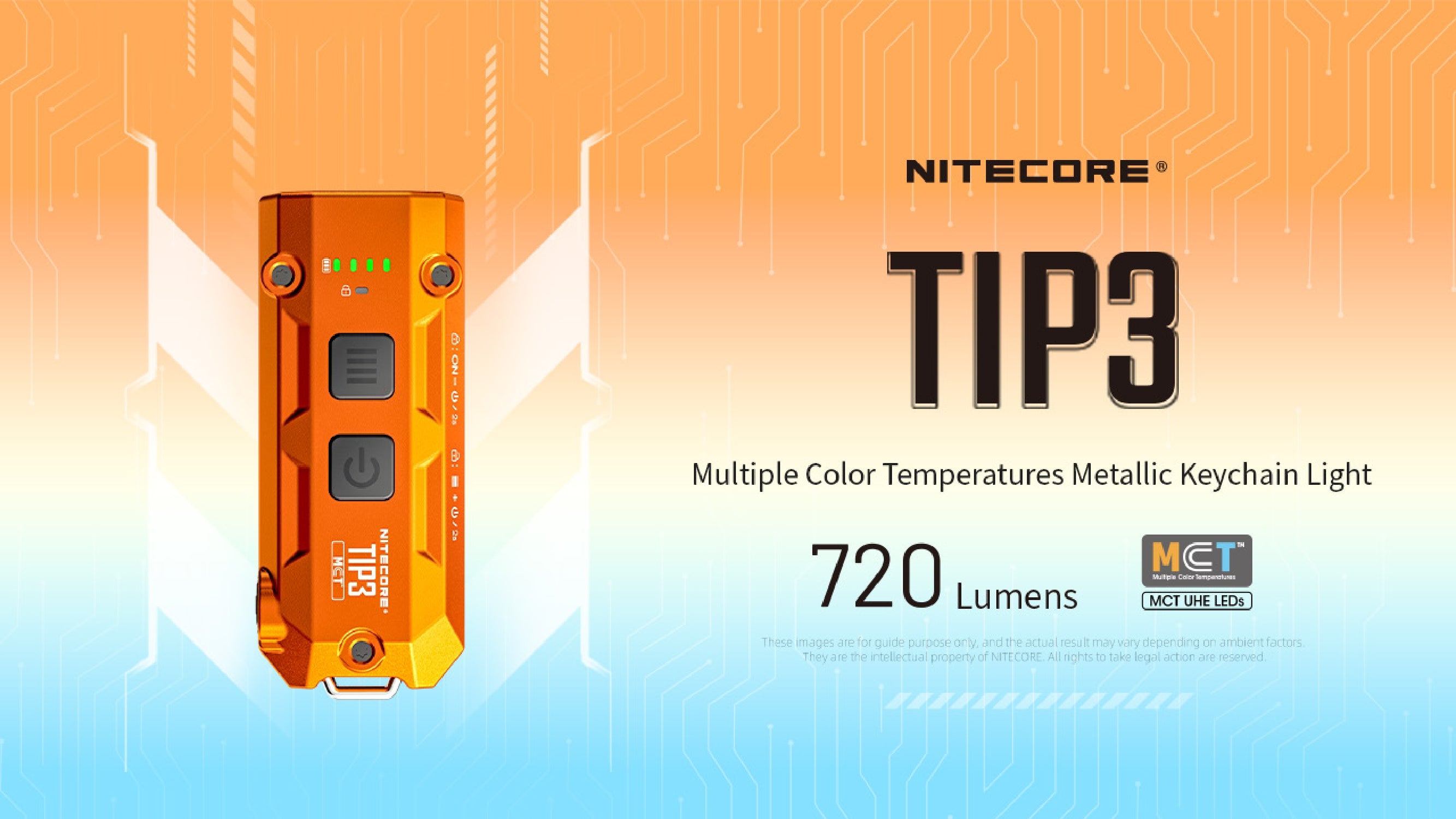 Nitecore TIP3 720-Lumen Keychain Flashlight | Triple Color Light