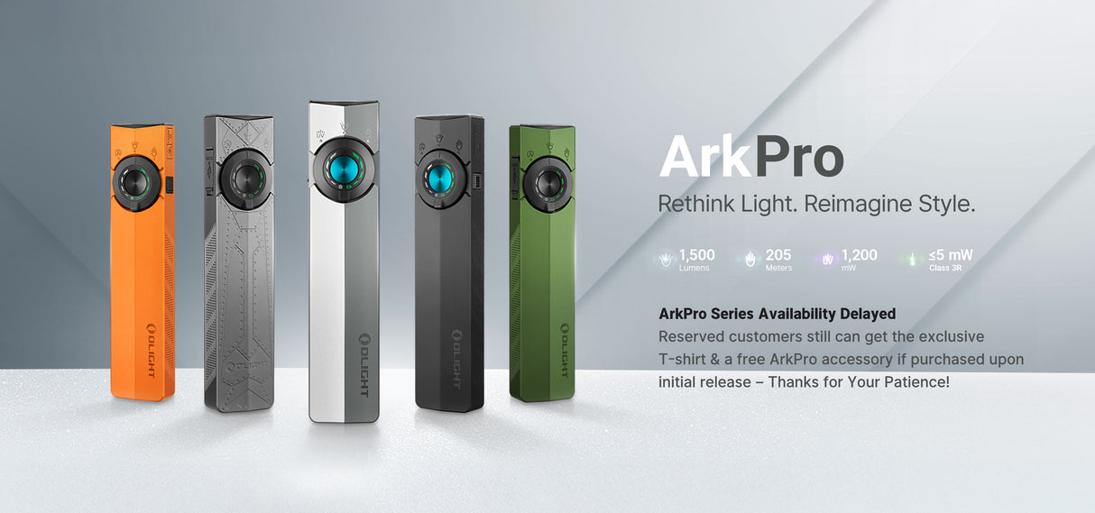Olight ArkPro 1500 Lumen Rechargeable EDC Flashlight with UV Light & Green Laser