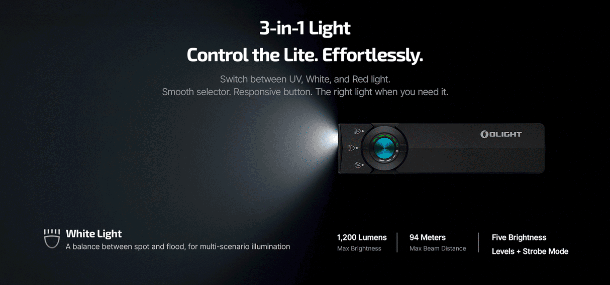 Olight ArkPro Lite 1200 Lumen Rechargeable EDC Flashlight with UV Light